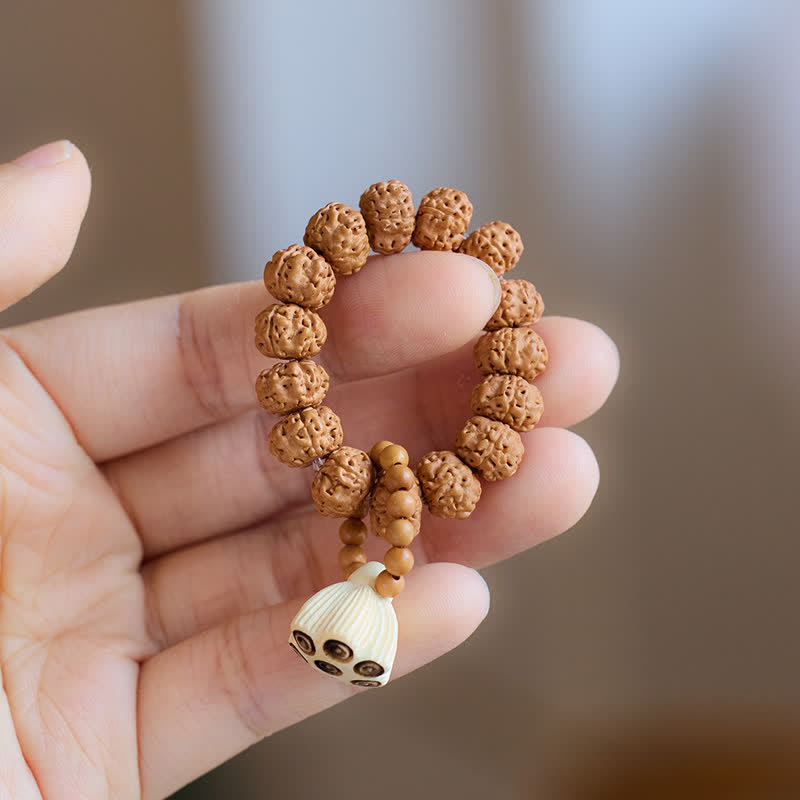Nimara Ritual Vajra Seed Hand-Polished Lotus Pod Pendant Tactile Meditation Beads Decorations