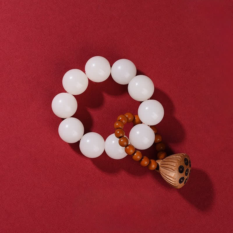 Nimara Ritual Peach Wood Lotus Pod Grounding Hand-Polished Tactile Meditation Beads Decorations