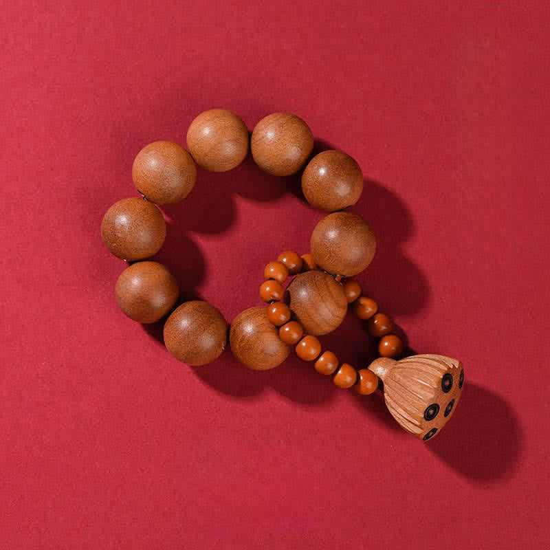 Nimara Ritual Peach Wood Lotus Pod Grounding Hand-Polished Tactile Meditation Beads Decorations
