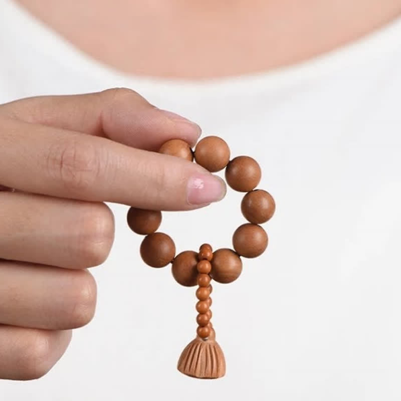 Nimara Ritual Peach Wood Lotus Pod Grounding Hand-Polished Tactile Meditation Beads Decorations