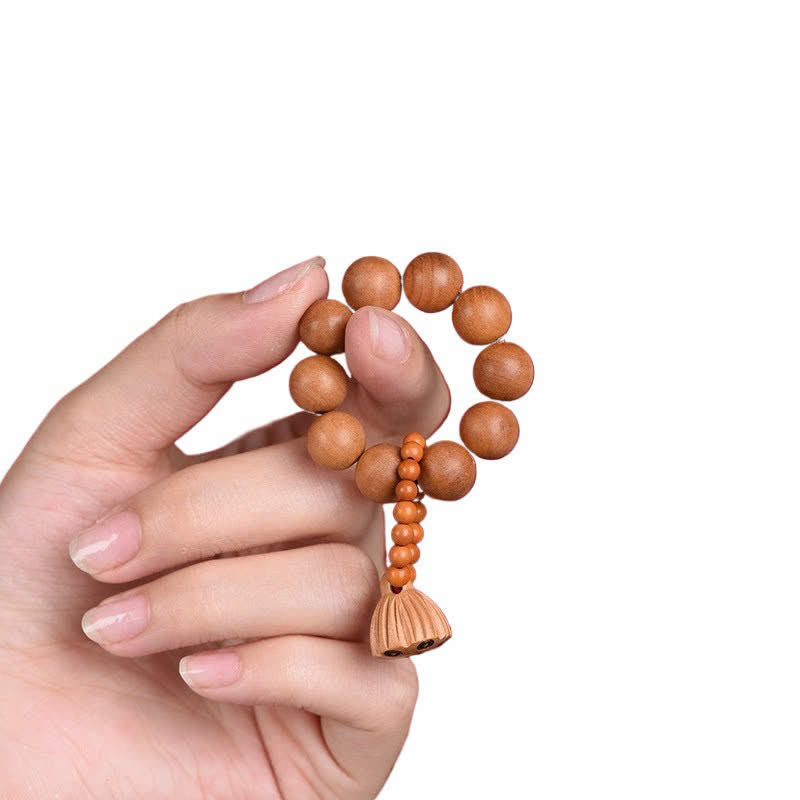 Nimara Ritual Peach Wood Lotus Pod Grounding Hand-Polished Tactile Meditation Beads Decorations