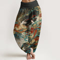 Nimara Ritual Cotton Dunhuang Oriental Figure Cloud Pattern Women's Elastic Waist Harem Pants