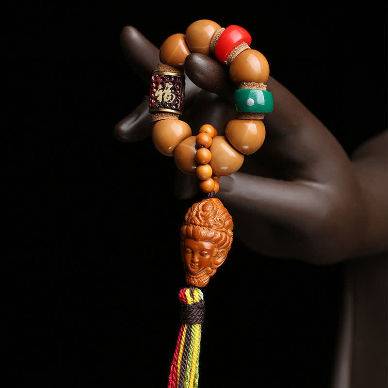 Nimara Ritual Bodhi Seed Avalokiteshvara Fu Character Peace Tibetan Colorful Tassel Tactile Meditation Beads Decorations