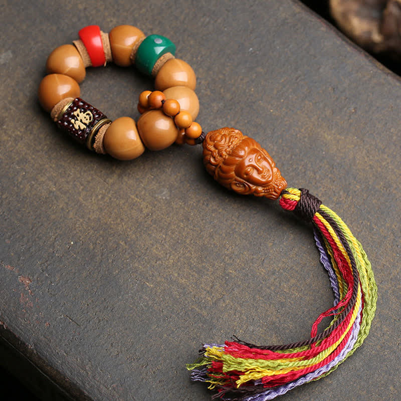 Nimara Ritual Bodhi Seed Avalokiteshvara Fu Character Peace Tibetan Colorful Tassel Tactile Meditation Beads Decorations