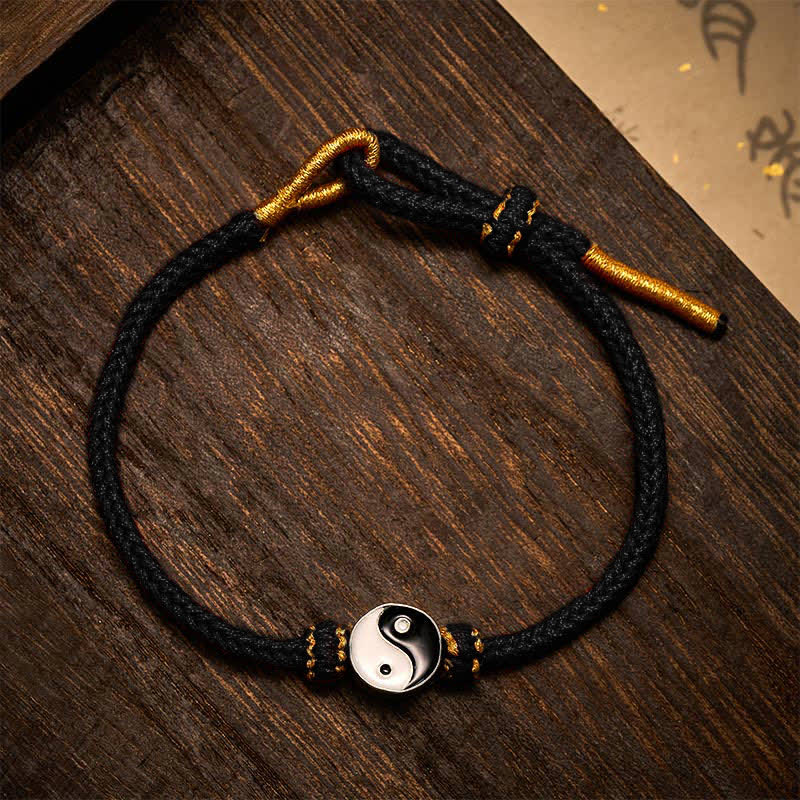 Nimara Ritual Hand-Woven Yin Yang Red String Lucky Adjustable Braided Cord Bracelet