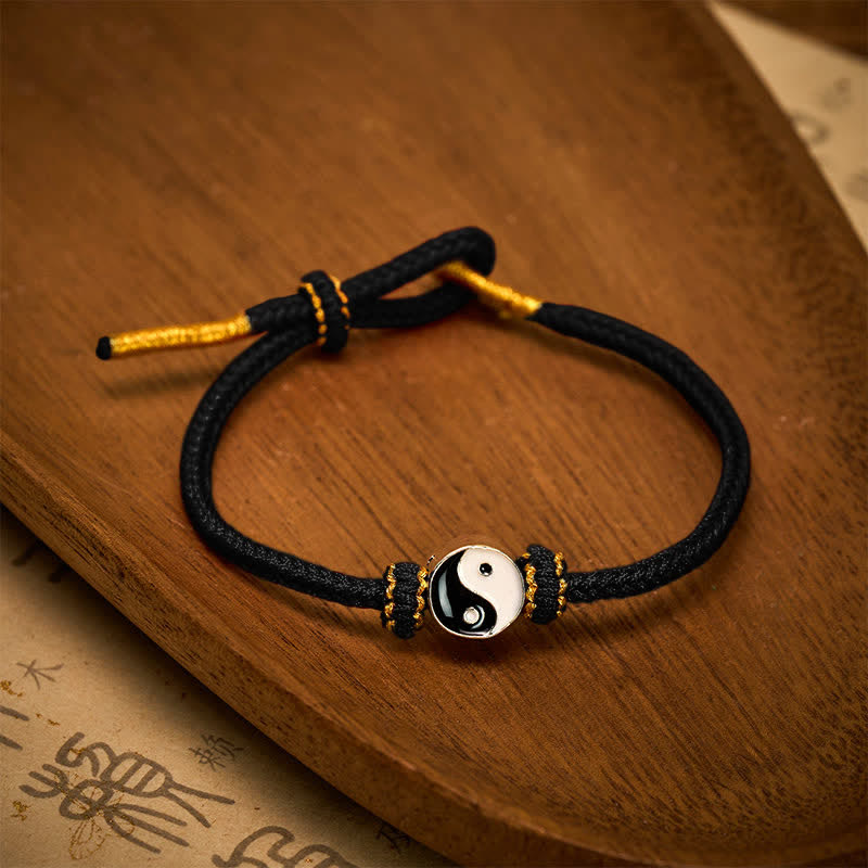 Nimara Ritual Hand-Woven Yin Yang Red String Lucky Adjustable Braided Cord Bracelet