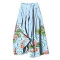 Nimara Ritual Cotton Linen Koi Fish Pink Lotus Pond Pattern Women's Elastic Waist Wide Leg Pants With Pockets