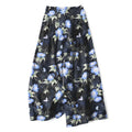 Nimara Ritual Cotton Linen Blue Floral Leaves Pattern Women's Elastic Waist Wide Leg Pants With Pockets