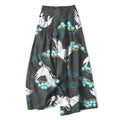 Nimara Ritual Cotton Linen White Crane Auspicious Clouds Pine Pattern Women's Elastic Waist Wide Leg Pants With Pockets