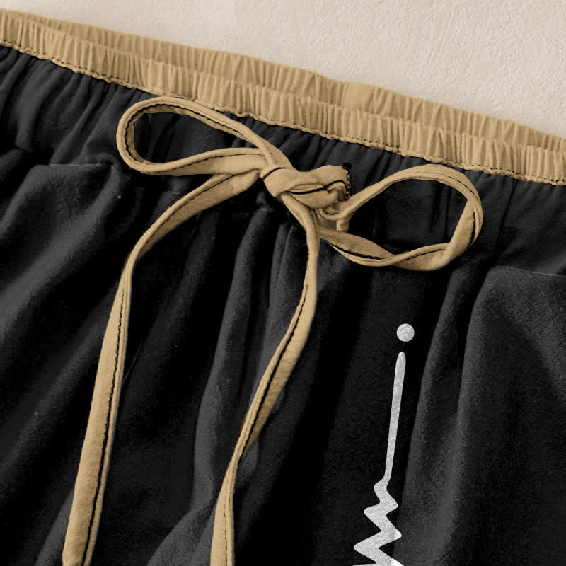 Nimara Ritual Pure Cotton Om Symbol Pattern Women's Elastic Waist Pants With Pockets
