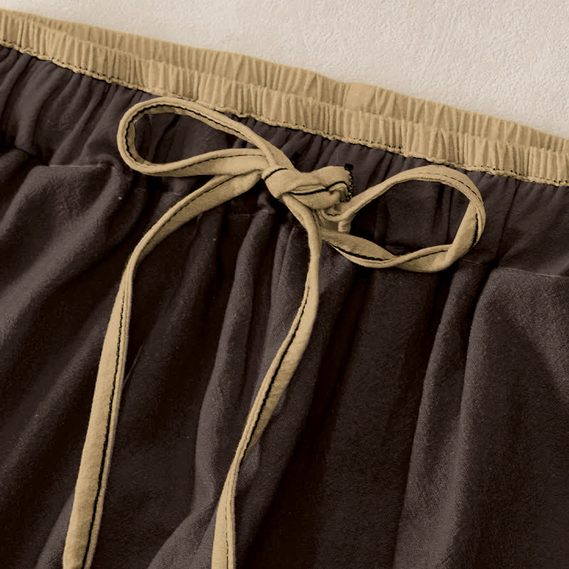 Nimara Ritual Cotton Zen Bamboo Pattern Women's Elastic Waist Pants With Pockets