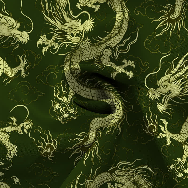 Nimara Ritual Golden Dragon Cloud Pattern Buttons Wrinkle-resistant Men's Short Sleeve Shirt