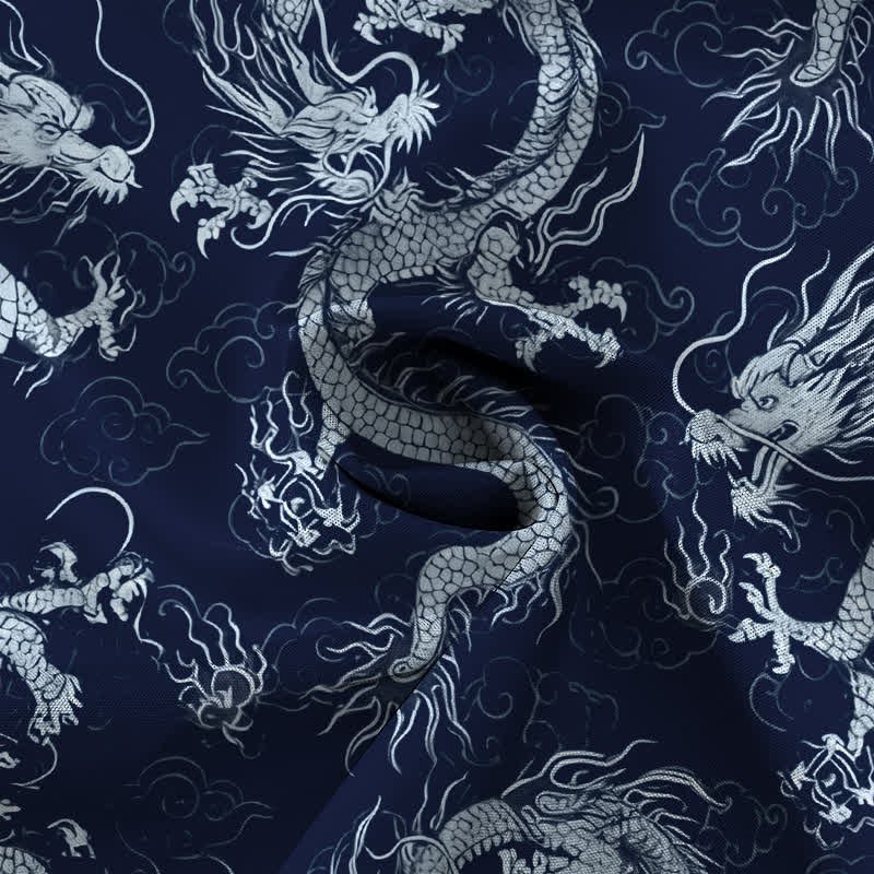 Nimara Ritual Golden Dragon Cloud Pattern Buttons Wrinkle-resistant Men's Short Sleeve Shirt