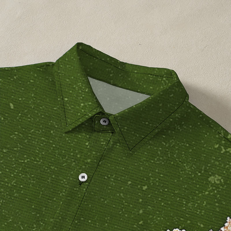 Nimara Ritual Lotus Wave Cloud Pattern Buttons Breathable Men's Short Sleeve Shirt
