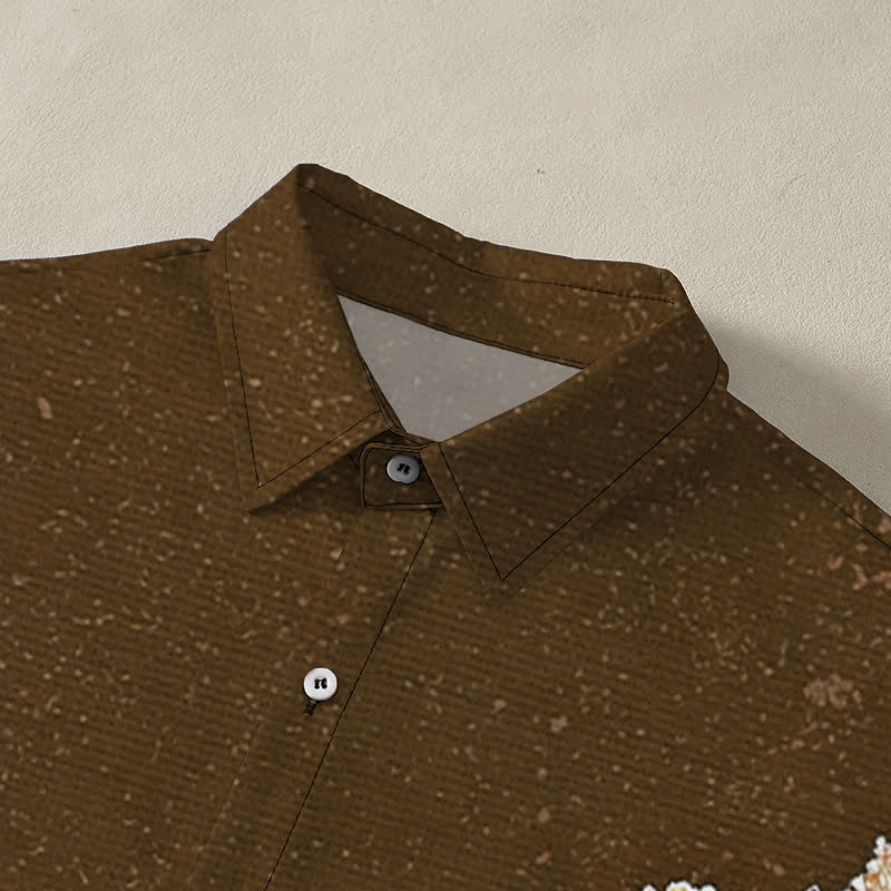 Nimara Ritual Lotus Wave Cloud Pattern Buttons Breathable Men's Short Sleeve Shirt