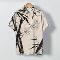 Nimara Ritual Ink Bamboo Pattern Buttons Wrinkle-resistant Men's Short Sleeve Shirt
