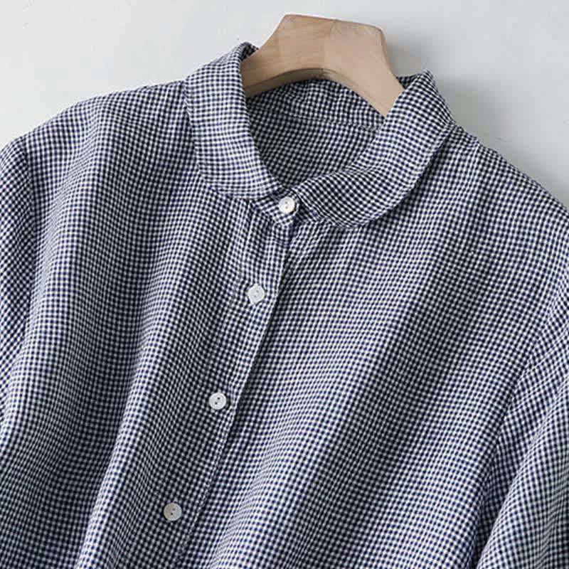 Nimara Ritual Summer Casual Vintage Button-Up Plaid Women's Short Sleeve Dresses