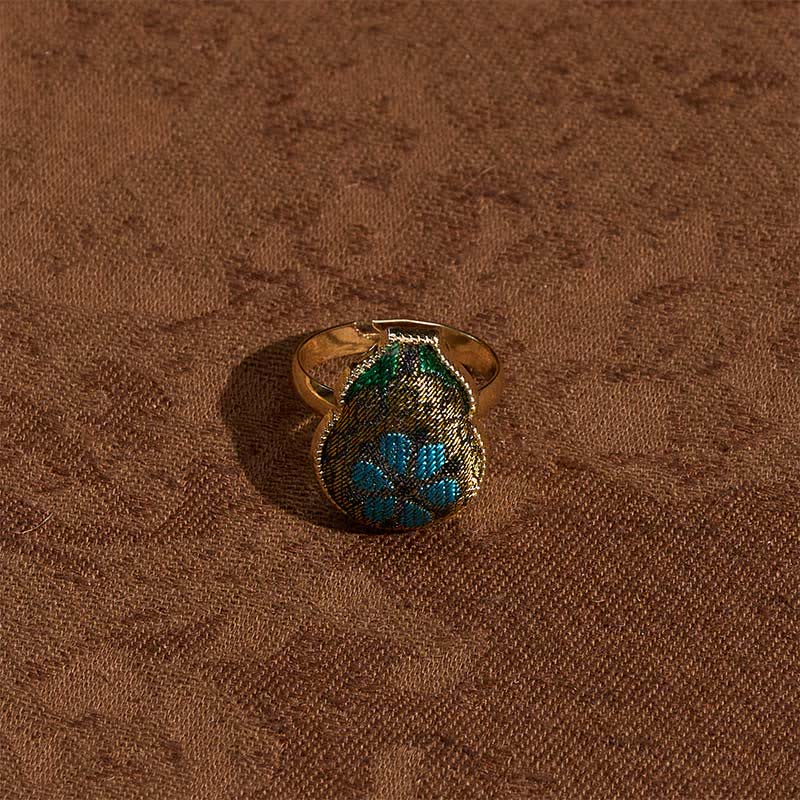 Nimara Ritual Song Brocade Gourd Shaped Blessing Adjustable Vintage Chinese Style Ring