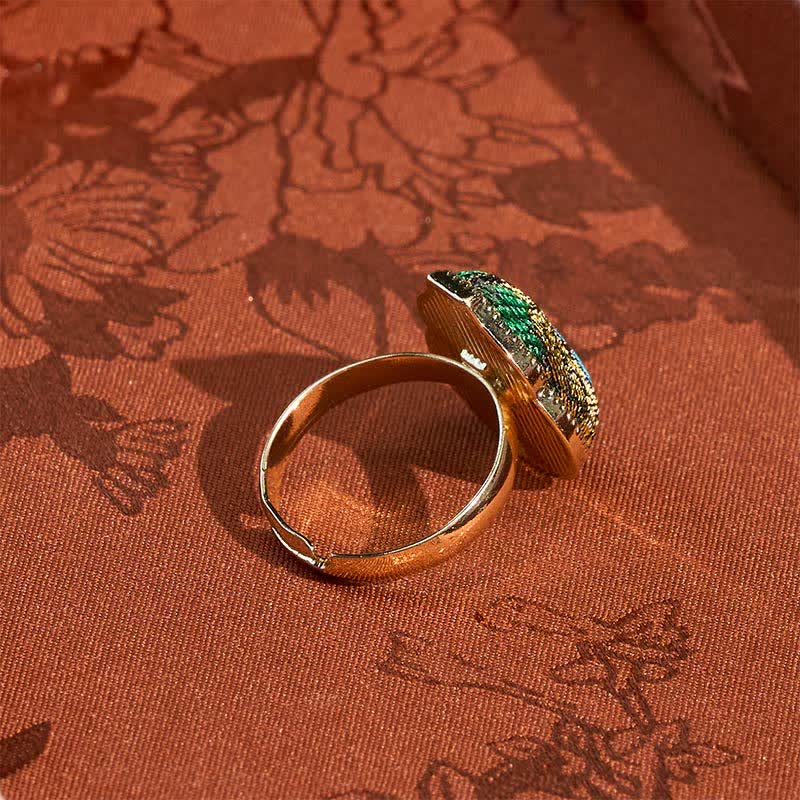 Nimara Ritual Song Brocade Gourd Shaped Blessing Adjustable Vintage Chinese Style Ring