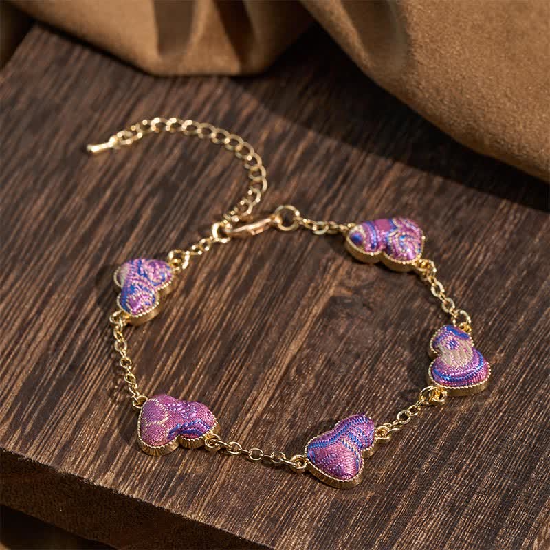 Nimara Ritual Song Brocade Copper Gourd Blessing Gold Tone Bracelet