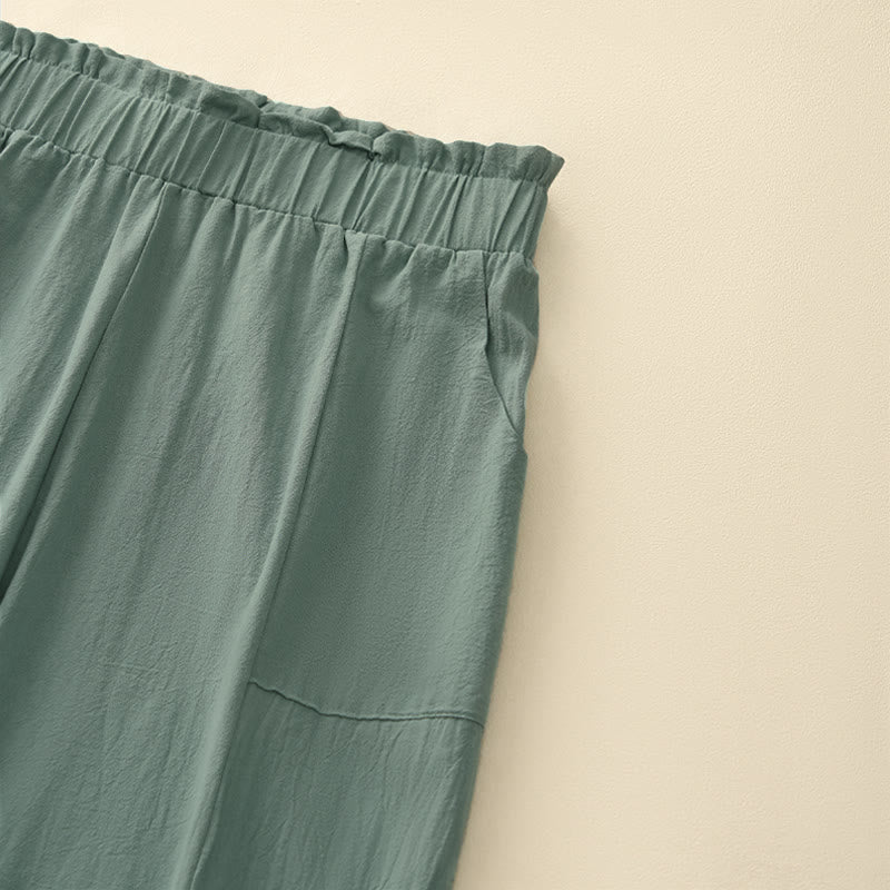 Nimara Ritual Spring Summer Casual Minimalist Solid Drawstring Long Pants Women's Straight Leg Pants With Pockets