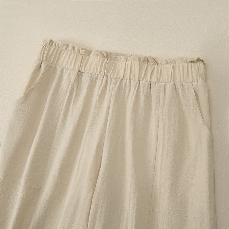 Nimara Ritual Spring Summer Casual Minimalist Solid Drawstring Long Pants Women's Straight Leg Pants With Pockets
