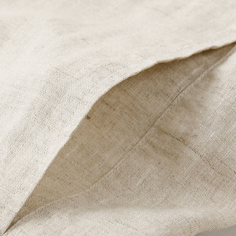 Nimara Ritual Summer Minimalist Button-Up Solid Cotton Linen Men's Short Sleeve Shirts With Pocket