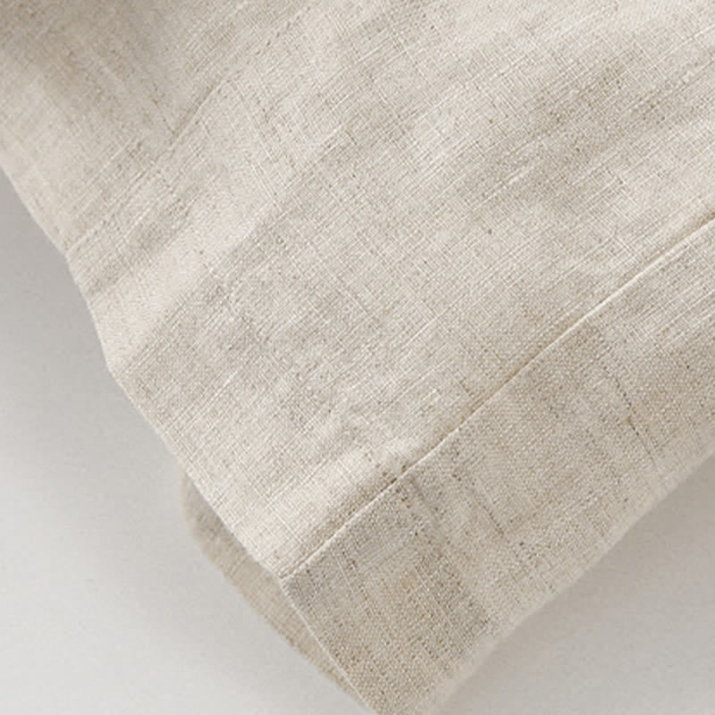 Nimara Ritual Summer Minimalist Button-Up Solid Cotton Linen Men's Short Sleeve Shirts With Pocket