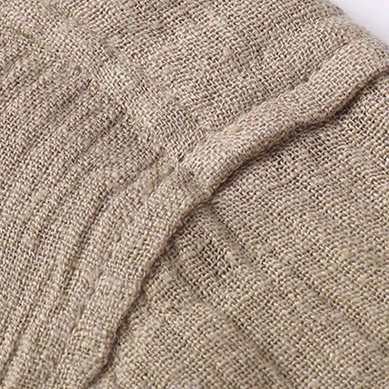 Nimara Ritual Summer Casual Tang Style Mandarin Collar Solid Linen Men's Short Sleeve Shirts