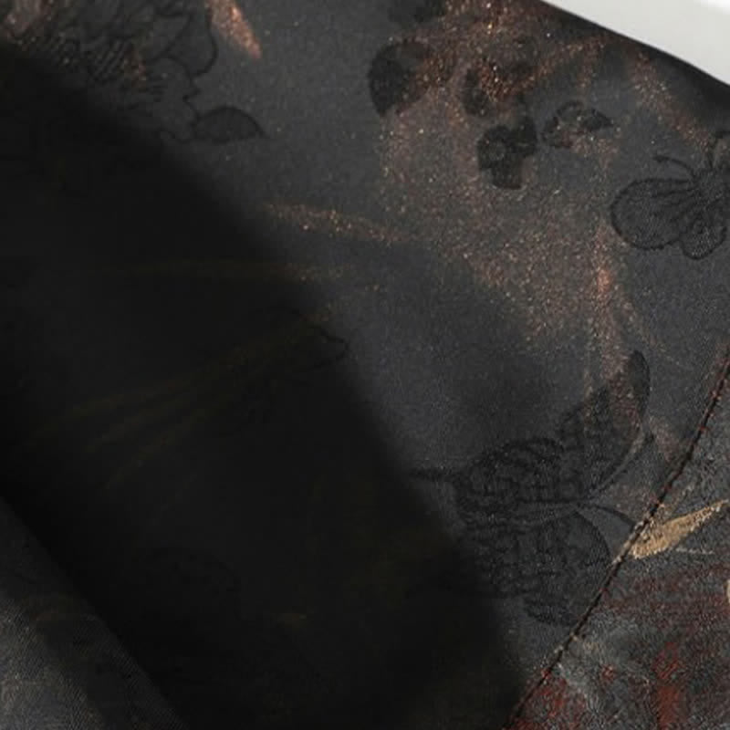 Nimara Ritual Spring Summer Tang Style Casual Mandarin Collar Bamboo Butterfly Men's Short Sleeve Shirts