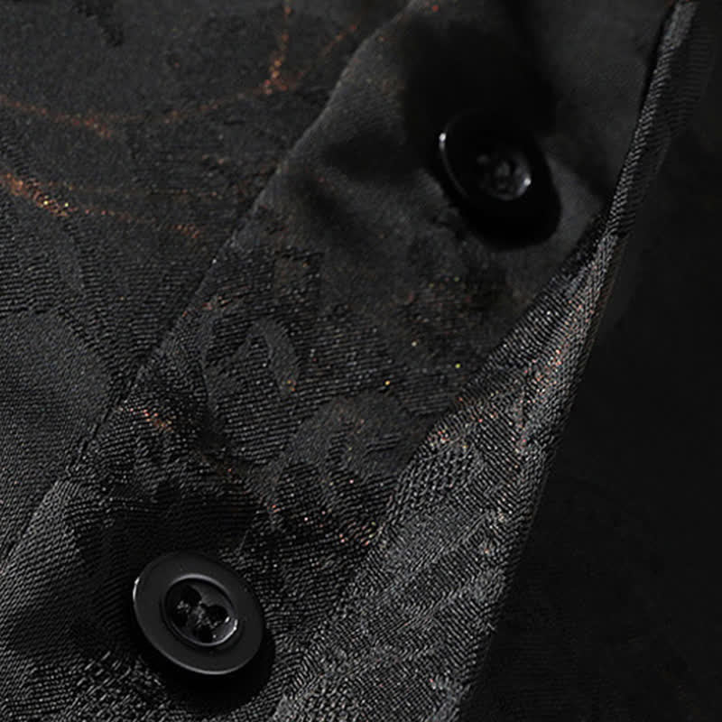 Nimara Ritual Spring Summer Tang Style Casual Mandarin Collar Bamboo Butterfly Men's Short Sleeve Shirts