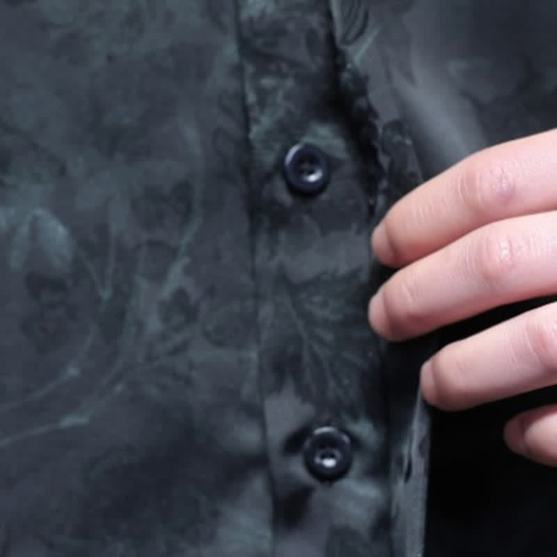 Nimara Ritual Spring Summer Tang Style Casual Mandarin Collar Bamboo Butterfly Men's Short Sleeve Shirts