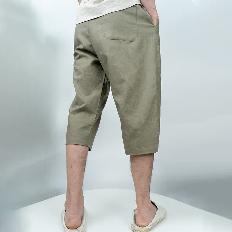 Nimara Ritual Summer Casual Vintage Drawstring Solid Men's Harem Pants With Pockets