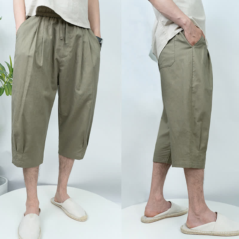 Nimara Ritual Summer Casual Vintage Drawstring Solid Men's Harem Pants With Pockets