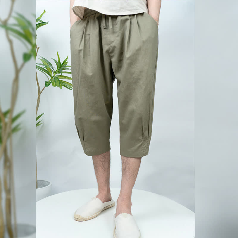 Nimara Ritual Summer Casual Vintage Drawstring Solid Men's Harem Pants With Pockets