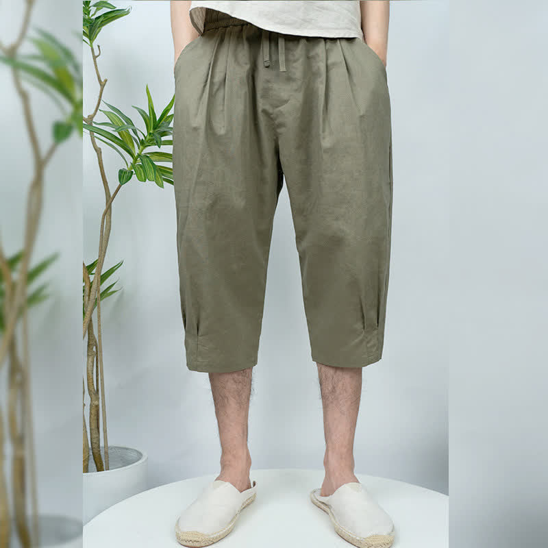 Nimara Ritual Summer Casual Vintage Drawstring Solid Men's Harem Pants With Pockets