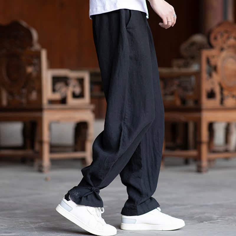 Nimara Ritual Summer Casual Vintage Drawstring Elastic Waist Solid Ankle Pants Men's Tapered Pants