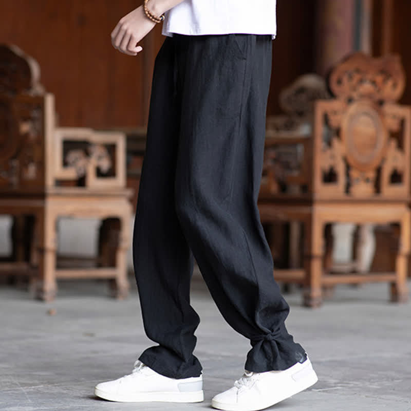 Nimara Ritual Summer Casual Vintage Drawstring Elastic Waist Solid Ankle Pants Men's Tapered Pants