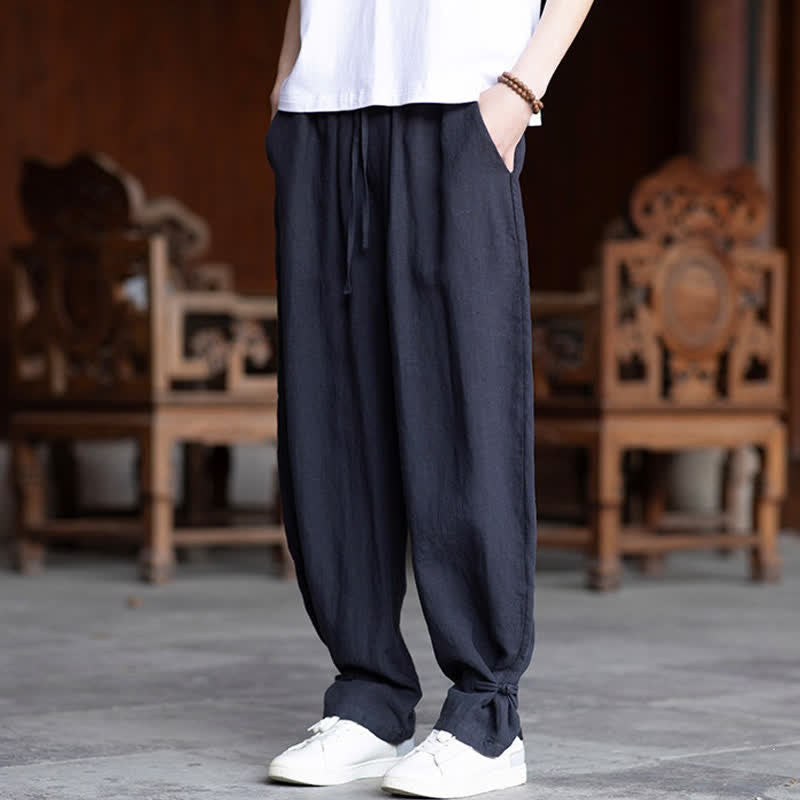 Nimara Ritual Summer Casual Vintage Drawstring Elastic Waist Solid Ankle Pants Men's Tapered Pants