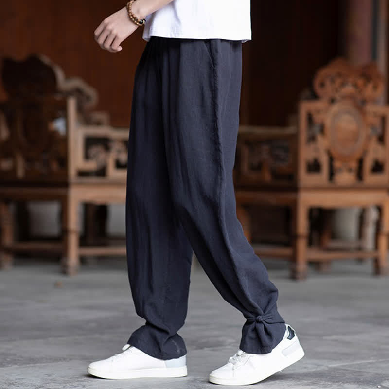 Nimara Ritual Summer Casual Vintage Drawstring Elastic Waist Solid Ankle Pants Men's Tapered Pants