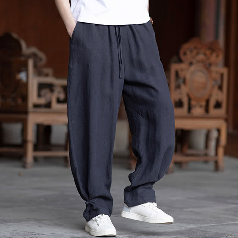 Nimara Ritual Summer Casual Vintage Drawstring Elastic Waist Solid Ankle Pants Men's Tapered Pants