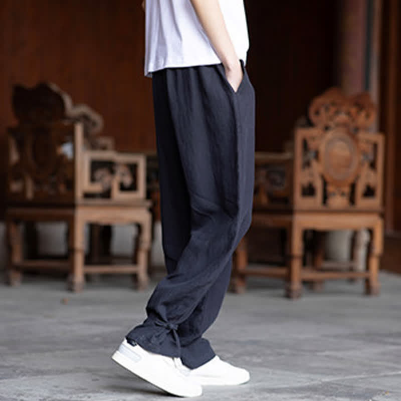Nimara Ritual Summer Casual Vintage Drawstring Elastic Waist Solid Ankle Pants Men's Tapered Pants