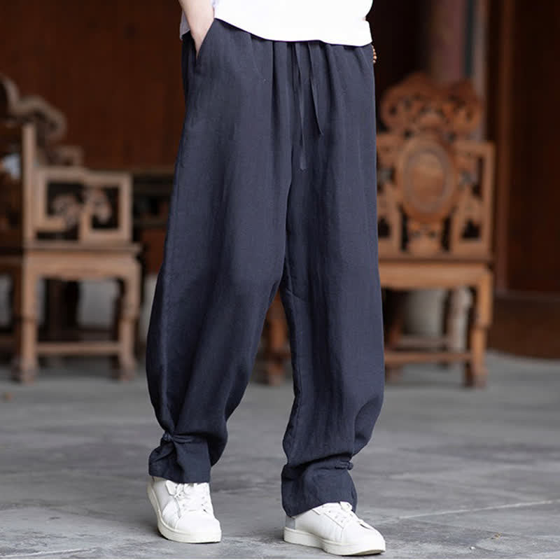 Nimara Ritual Summer Casual Vintage Drawstring Elastic Waist Solid Ankle Pants Men's Tapered Pants