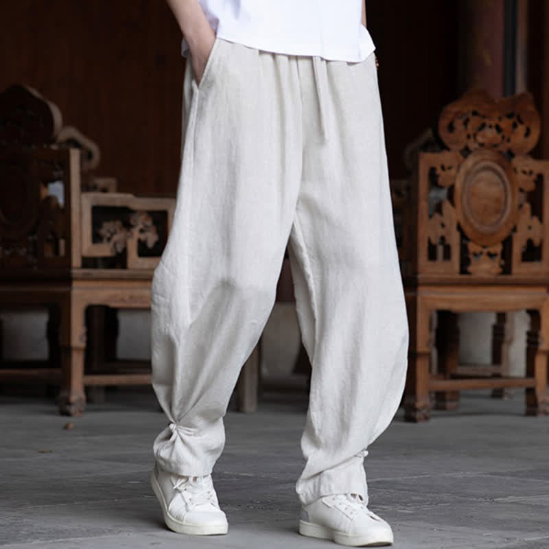 Nimara Ritual Summer Casual Vintage Drawstring Elastic Waist Solid Ankle Pants Men's Tapered Pants