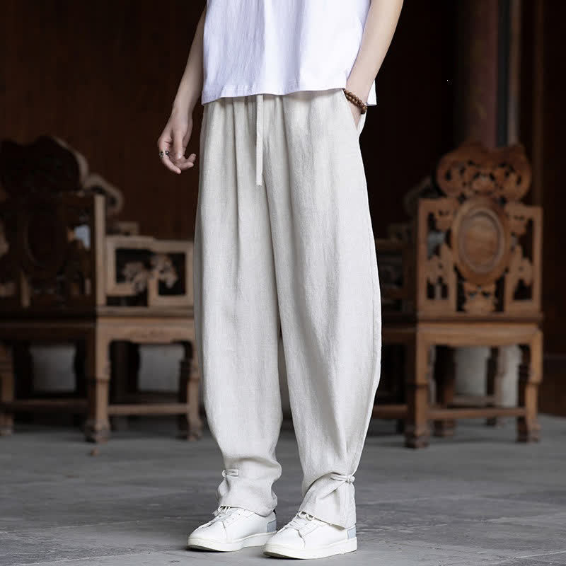 Nimara Ritual Summer Casual Vintage Drawstring Elastic Waist Solid Ankle Pants Men's Tapered Pants
