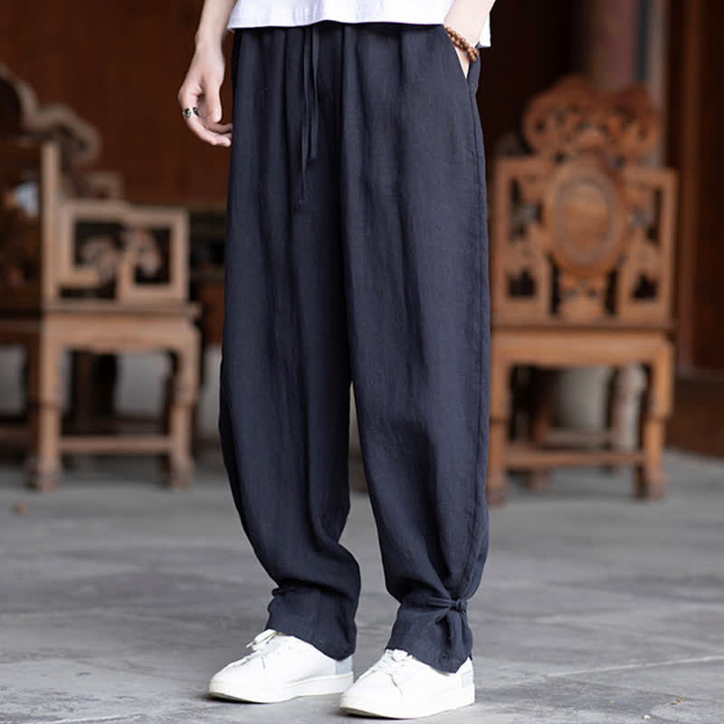 Nimara Ritual Summer Casual Vintage Drawstring Elastic Waist Solid Ankle Pants Men's Tapered Pants