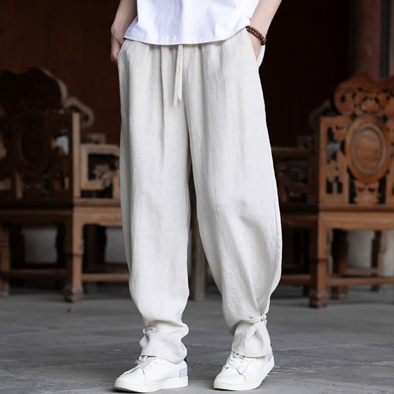 Nimara Ritual Summer Casual Vintage Drawstring Elastic Waist Solid Ankle Pants Men's Tapered Pants