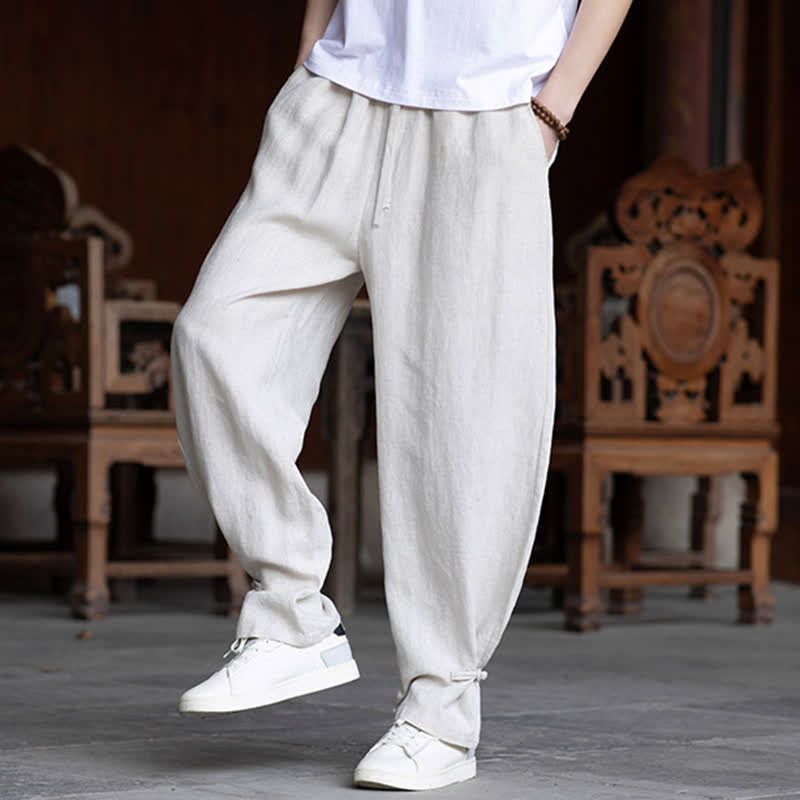 Nimara Ritual Summer Casual Vintage Drawstring Elastic Waist Solid Ankle Pants Men's Tapered Pants
