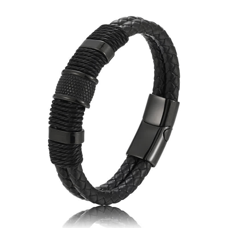 Nimara Ritual Leather Hand-Woven Strength Double Layer Braided Bracelet