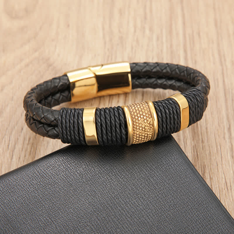 Nimara Ritual Leather Hand-Woven Strength Double Layer Braided Bracelet